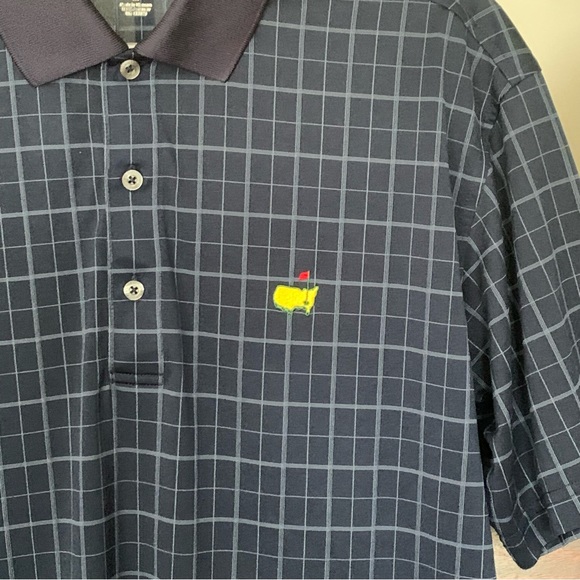 Masters Tech Blue Windowpane Print Golf Polo Shirt, Size Medium - Picture 3 of 10